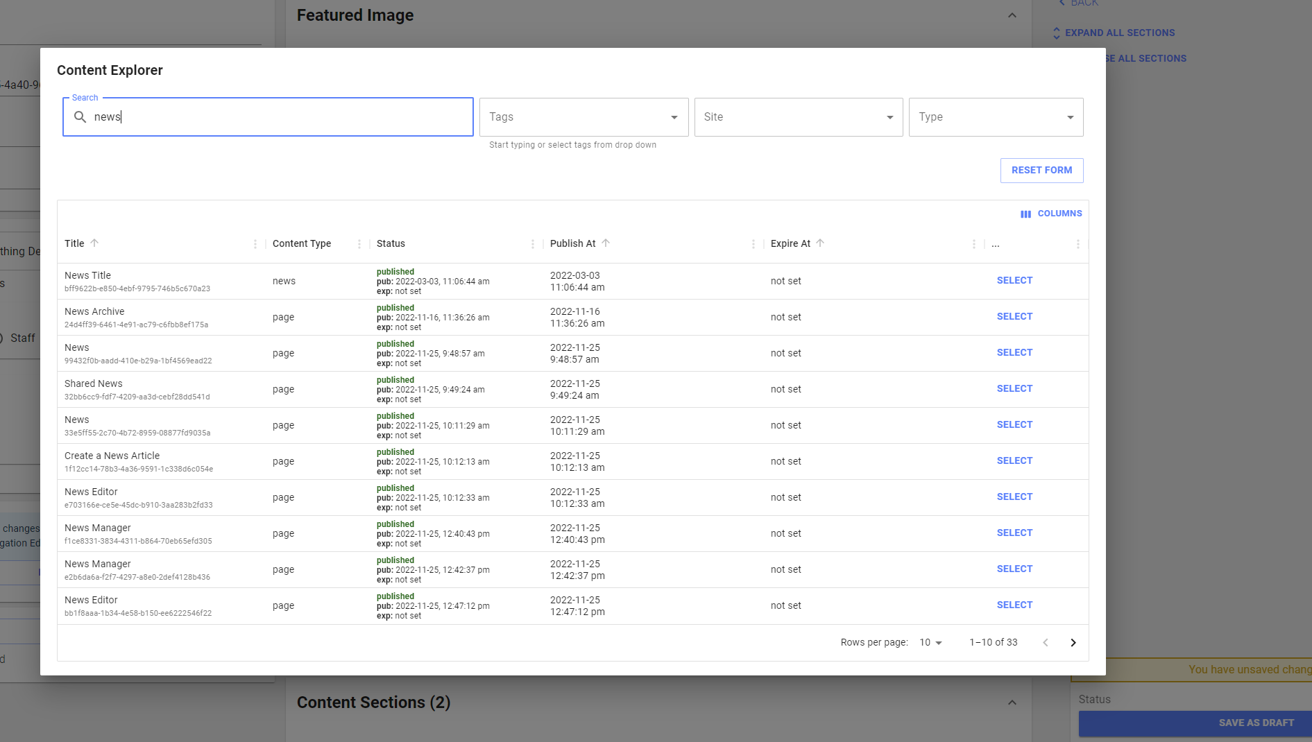 Selecting Permalink content
